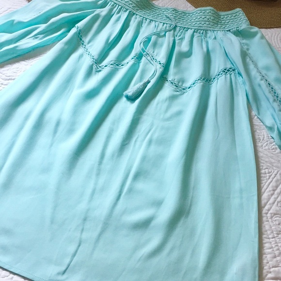 Tiffany Blue Off Shoulder Dress - Picture 7 of 11